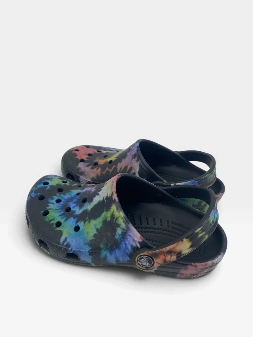 Crocs Classic Tie Dye Bright Rainbow Graphic Clog Youth Size J 2